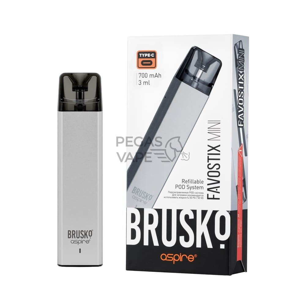 ЭС BRUSKO FAVOSTIX MINI, 700 mAh, Серебристый