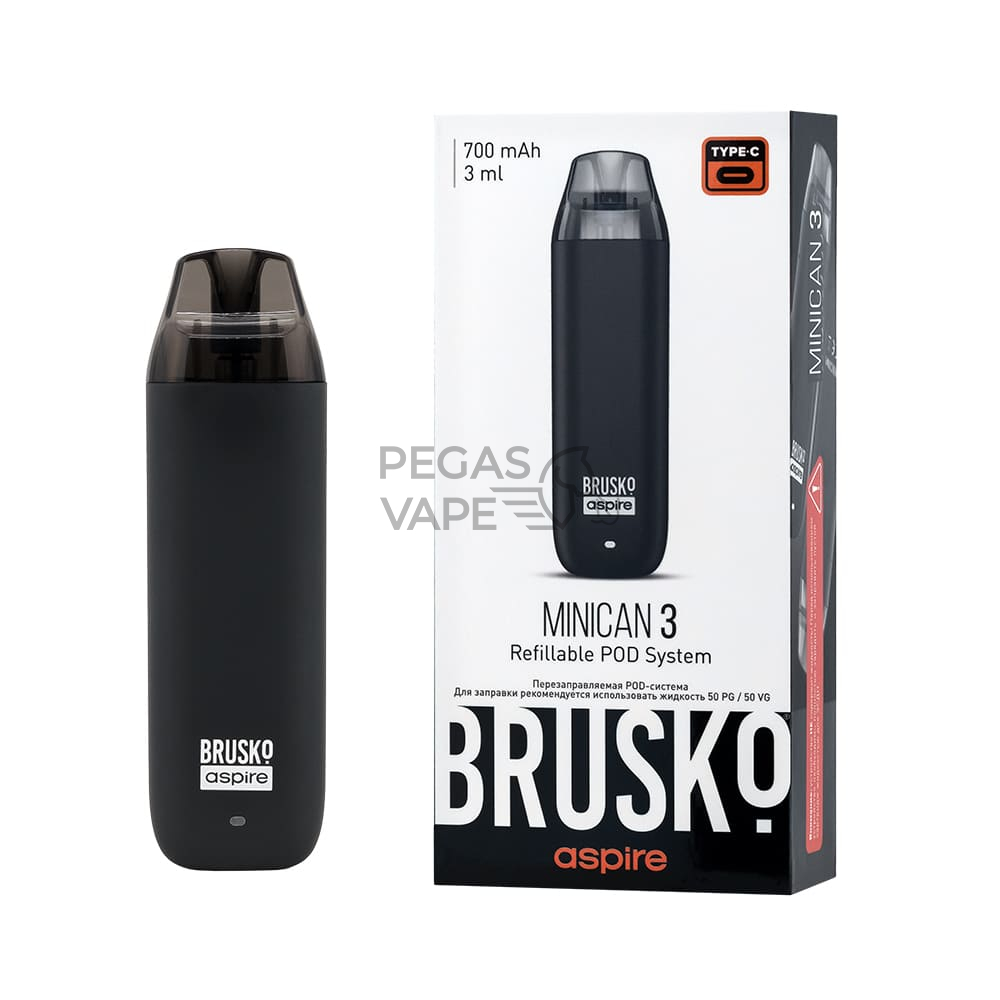 ЭС BRUSKO MINICAN 3, 700 mAh, Чёрный