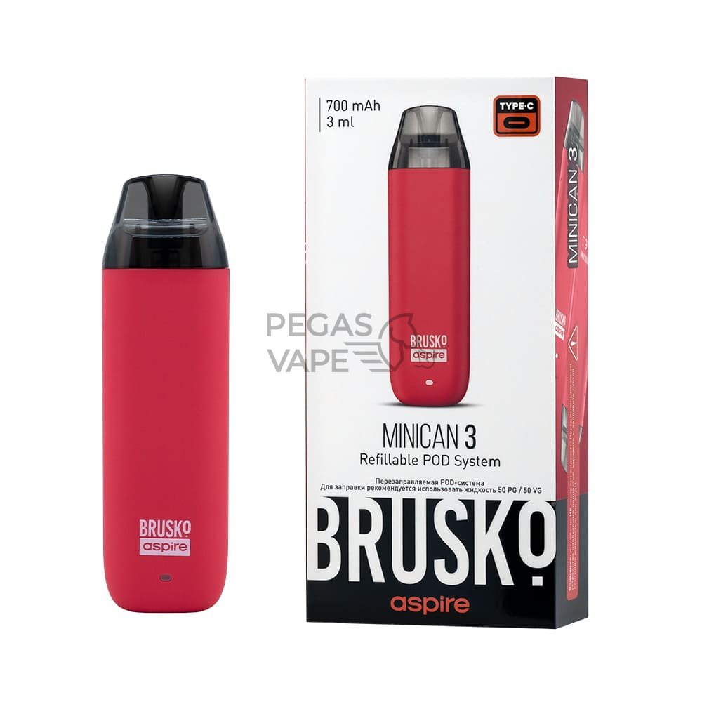 ЭС BRUSKO MINICAN 3, 700 mAh, Светло-красный