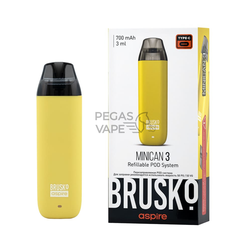 ЭС BRUSKO MINICAN 3, 700 mAh, Жёлтый