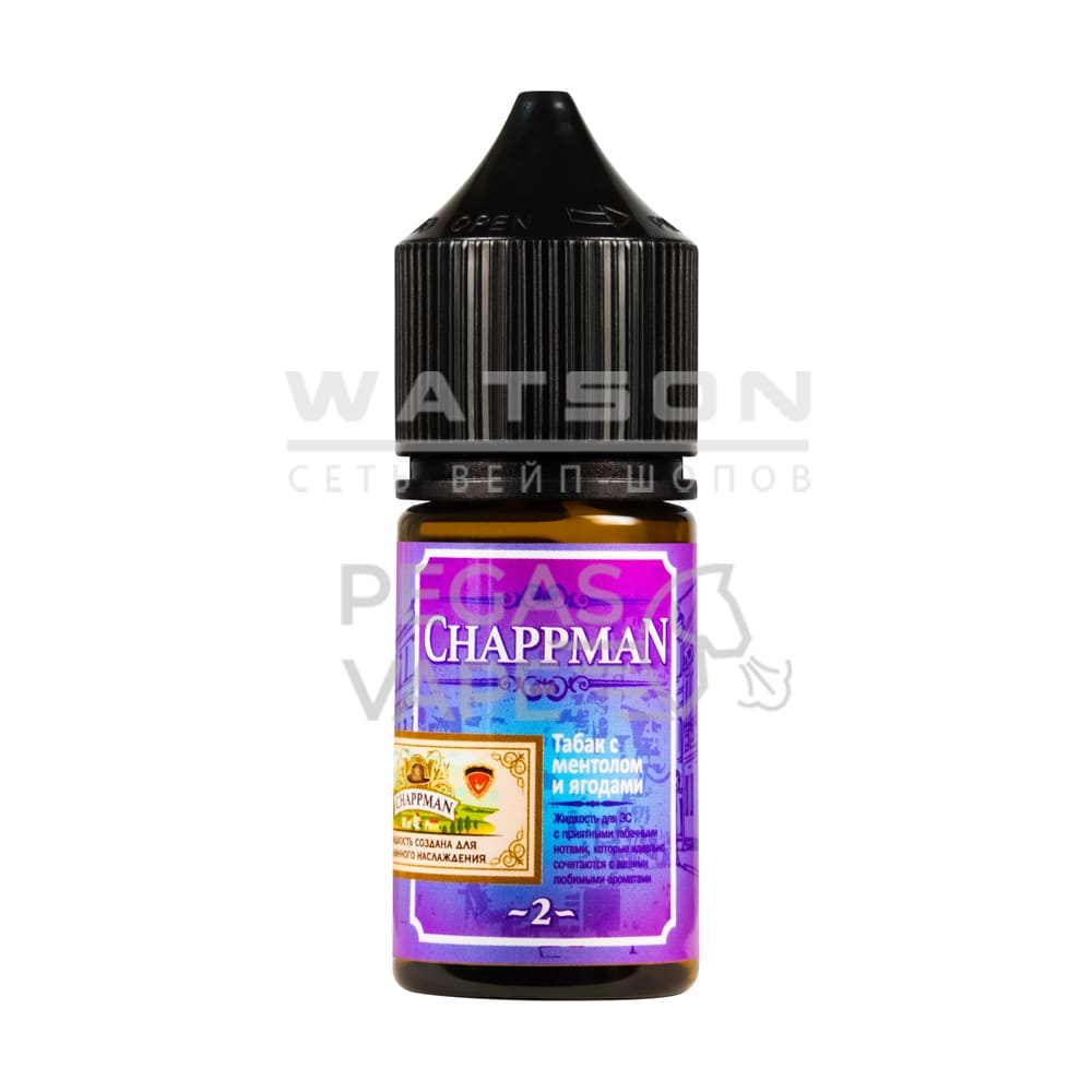 Жидкость Chappman Salt (Табак с ментолом ягодами) 30 мл 2% (20 мг/мл) Жидкость Chappman Salt (Табак с ментолом ягодами) 30 мл 2% (20 мг/мл) - Купить с доставкой в Красногорске