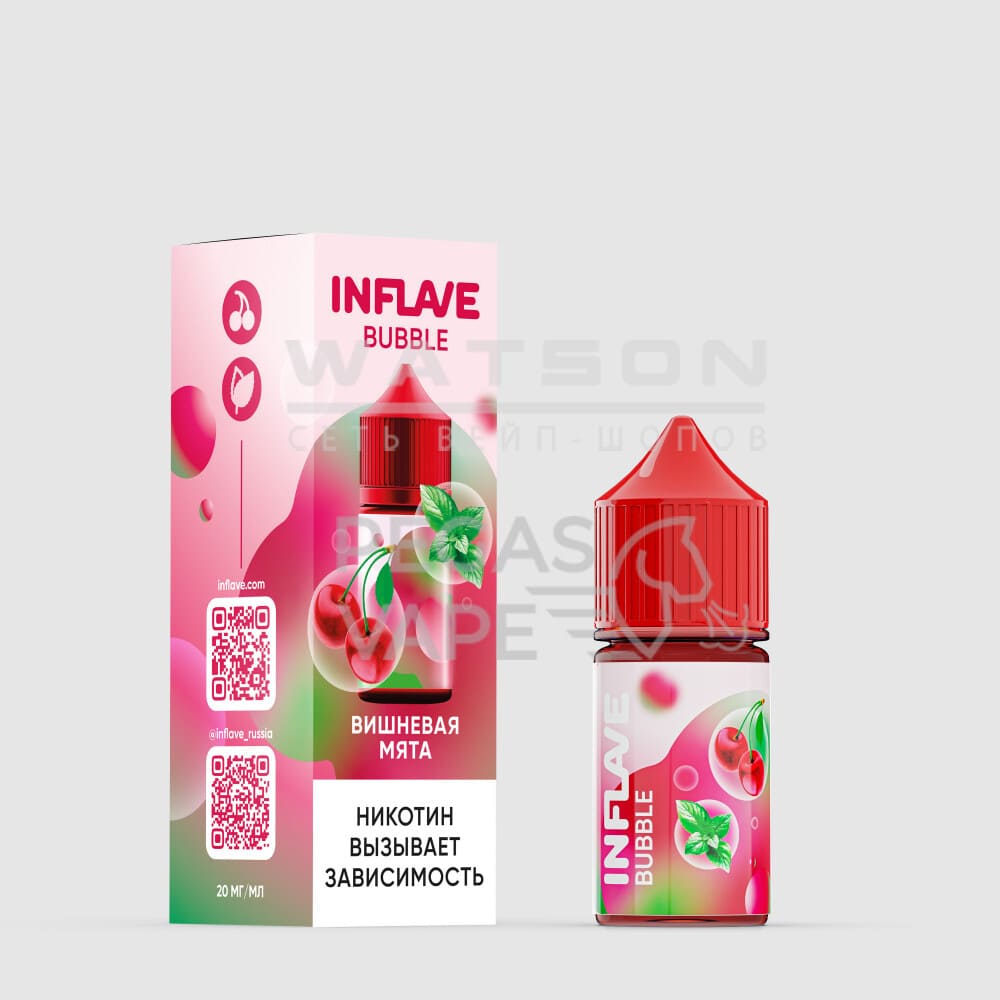 Жидкость INFLAVE BUBBLE (Вишневая мята) 30 мл 2% (20 мг/мл) Жидкость INFLAVE BUBBLE (Вишневая мята) 30 мл 2% (20 мг/мл) - Купить с доставкой в Красногорске