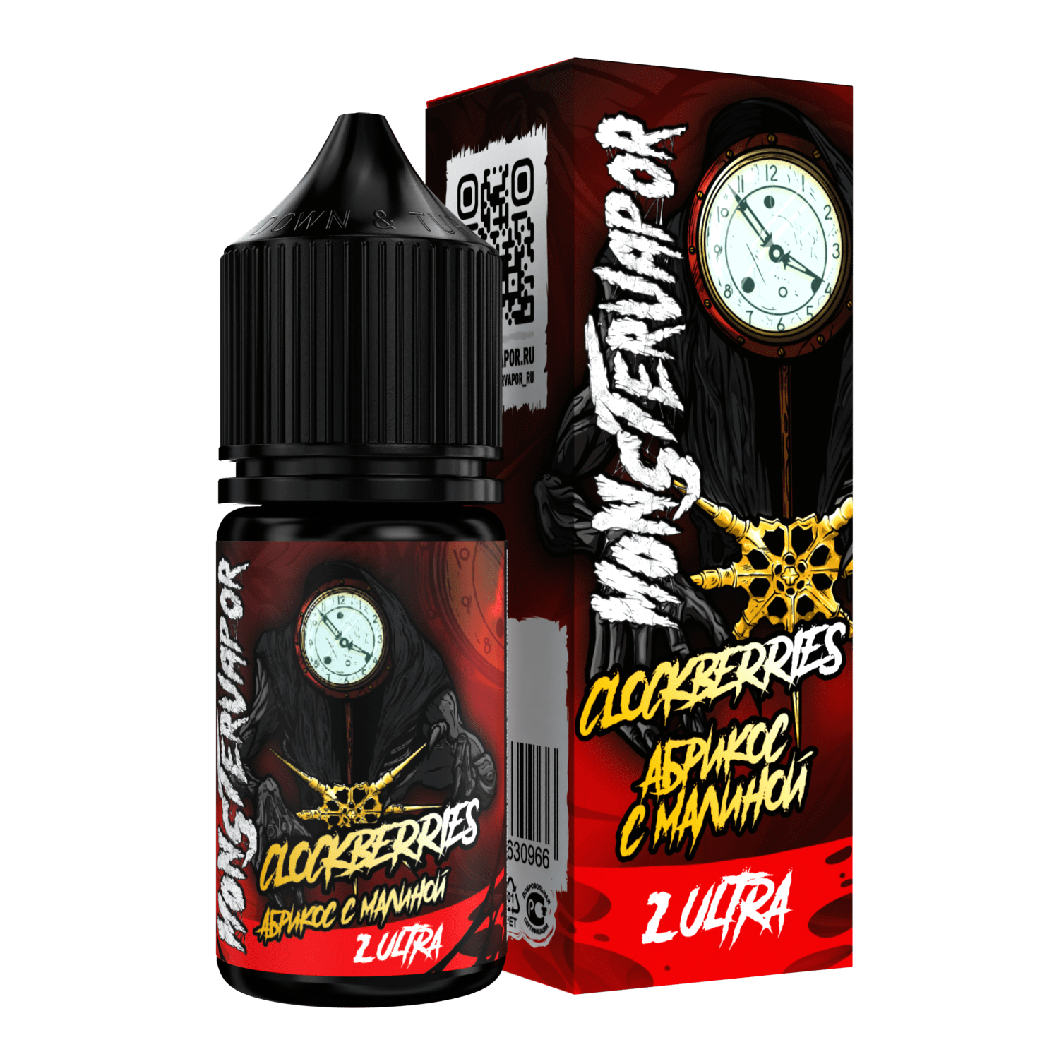 Жидкость MONSTERVAPOR ULTRA CLOCKBERRIES (абрикос с малиной) 30 мл 2% (20 мг/мл) Жидкость MONSTERVAPOR ULTRA CLOCKBERRIES (абрикос с малиной) 30 мл 2% (20 мг/мл) - Купить с доставкой в Красногорске