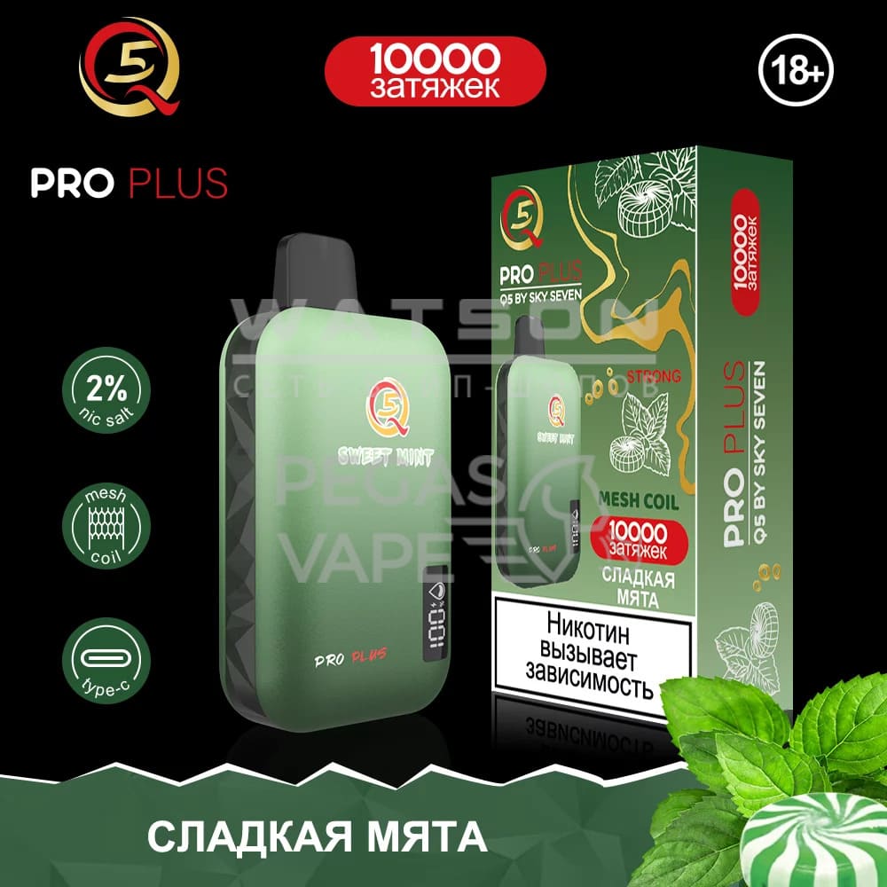Электронная сигарета Q5 PRO Plus Strong (Сладкая мята) Электронная сигарета Q5 PRO Plus Strong (Сладкая мята) - Купить с доставкой в Красногорске