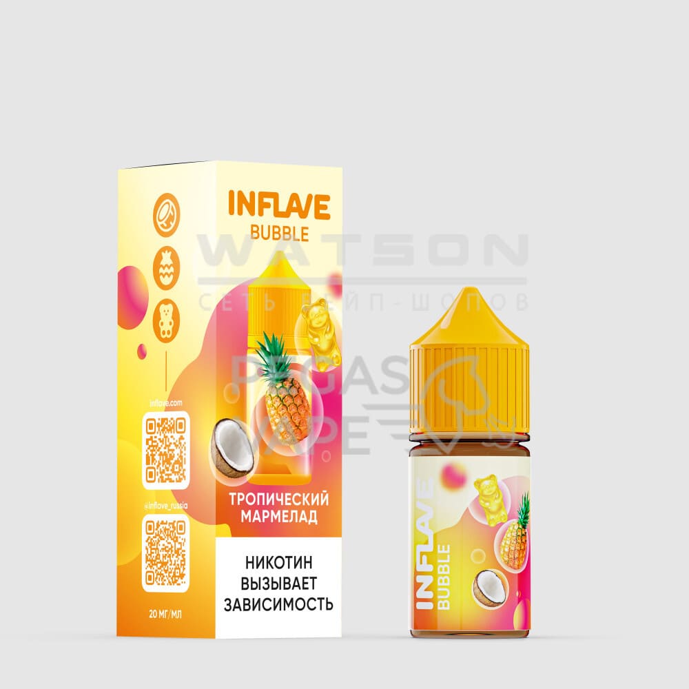 Жидкость INFLAVE BUBBLE (Тропический мармелад) 30 мл 2% (20 мг/мл) Жидкость INFLAVE BUBBLE (Тропический мармелад) 30 мл 2% (20 мг/мл) - Купить с доставкой в Красногорске