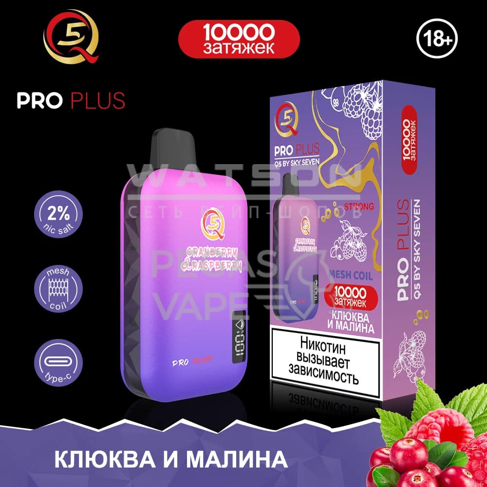 Электронная сигарета Q5 PRO Plus Strong (Клюква и малина) - Купить с доставкой в Красногорске