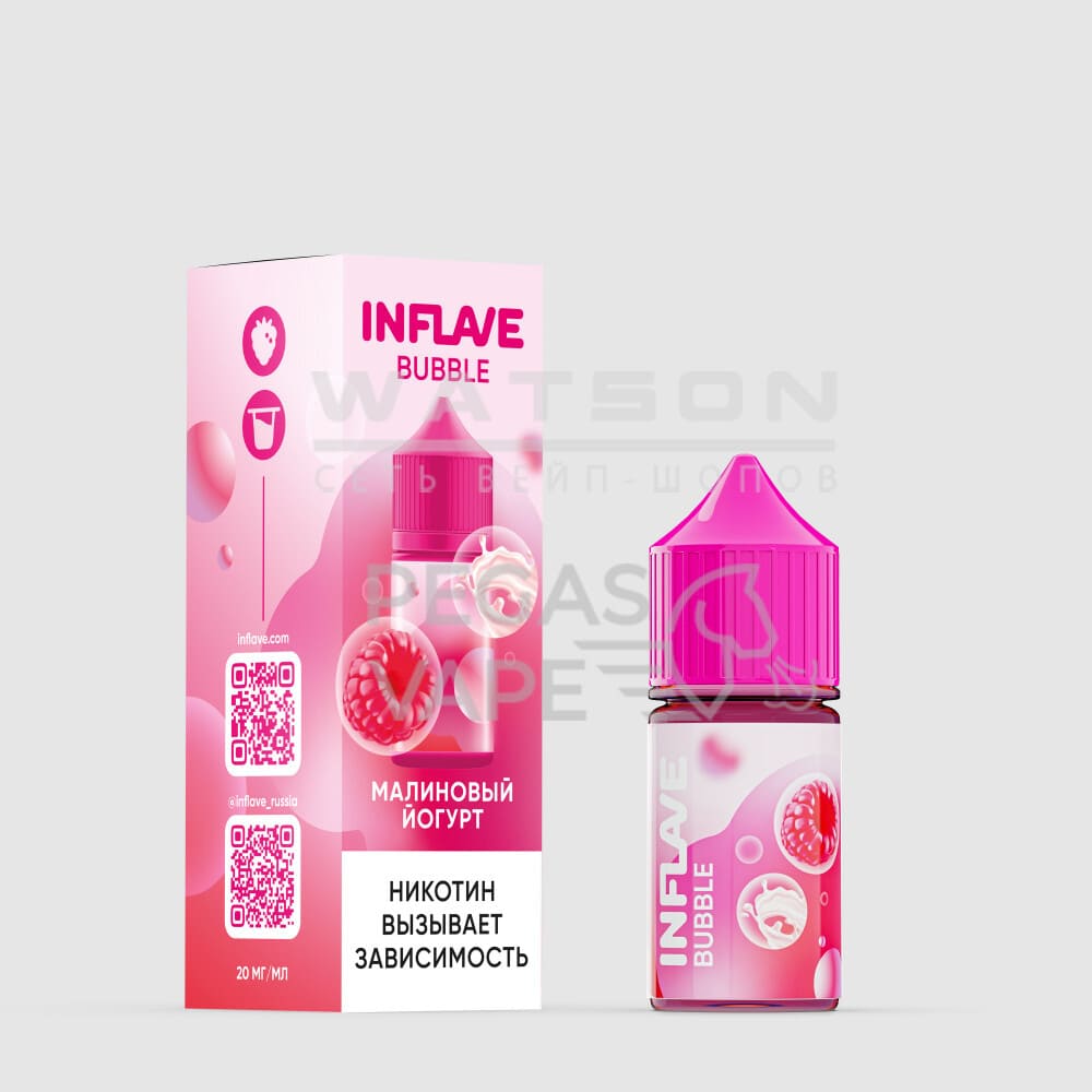 Жидкость INFLAVE BUBBLE (Малиновый йогурт) 30 мл 2% (20 мг/мл) Жидкость INFLAVE BUBBLE (Малиновый йогурт) 30 мл 2% (20 мг/мл) - Купить с доставкой в Красногорске