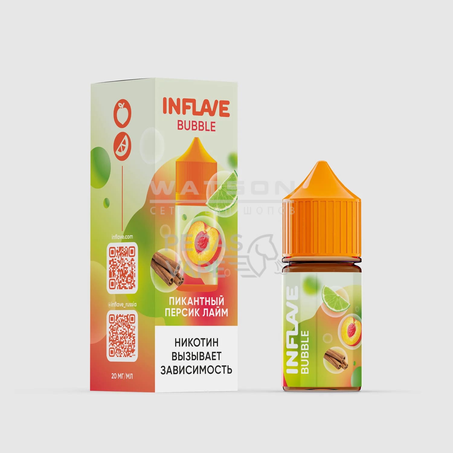 Жидкость INFLAVE BUBBLE (Пикантный персик лайм) 30 мл 2% (20 мг/мл) Жидкость INFLAVE BUBBLE (Пикантный персик лайм) 30 мл 2% (20 мг/мл) - Купить с доставкой в Красногорске