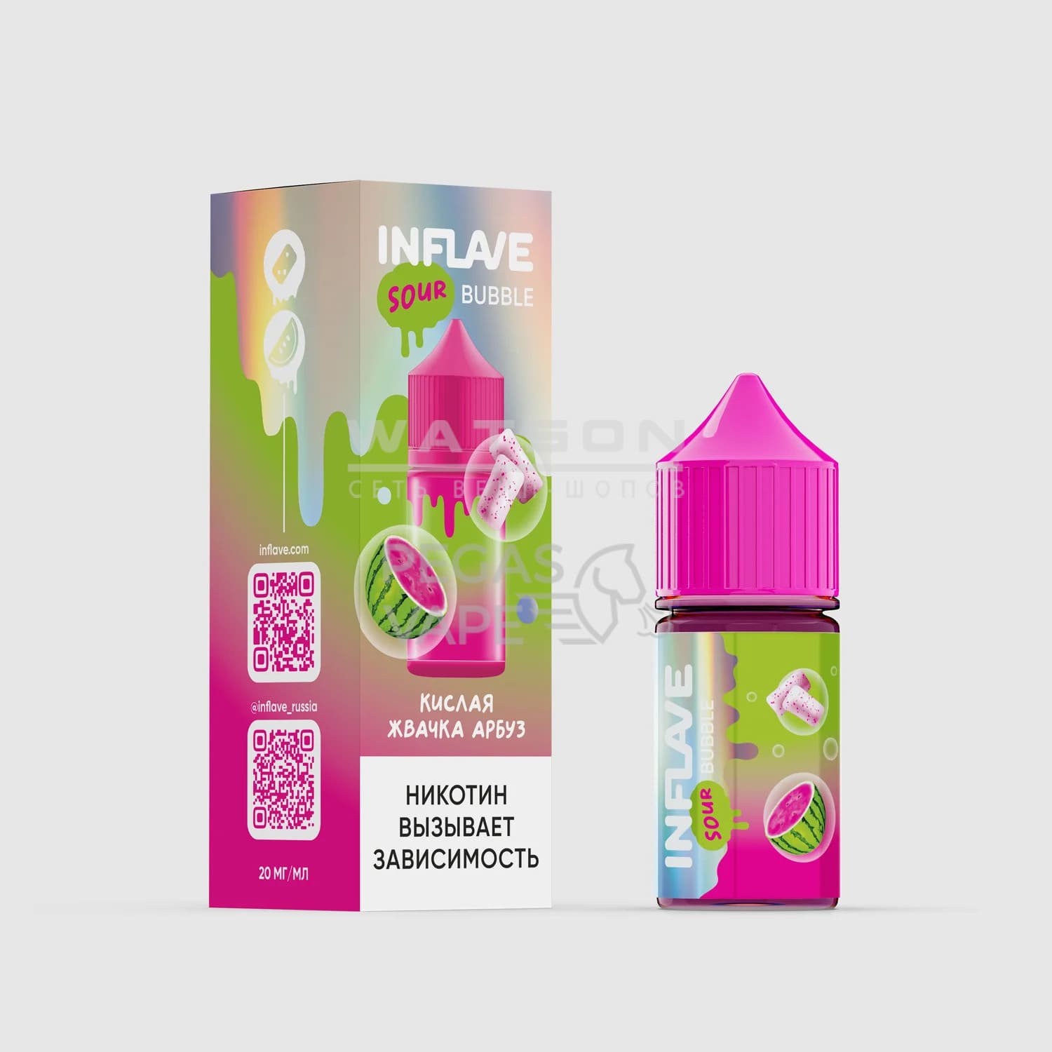 Жидкость INFLAVE BUBBLE (Кислая жвачка арбуз) 30 мл 2% (20 мг/мл) Жидкость INFLAVE BUBBLE (Кислая жвачка арбуз) 30 мл 2% (20 мг/мл) - Купить с доставкой в Красногорске
