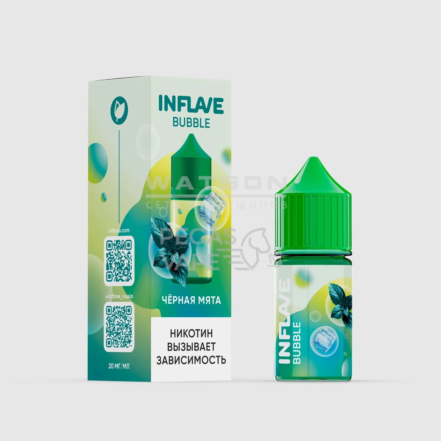 Жидкость INFLAVE BUBBLE (Черная мята) 30 мл 2% (20 мг/мл) Жидкость INFLAVE BUBBLE (Черная мята) 30 мл 2% (20 мг/мл) - Купить с доставкой в Красногорске
