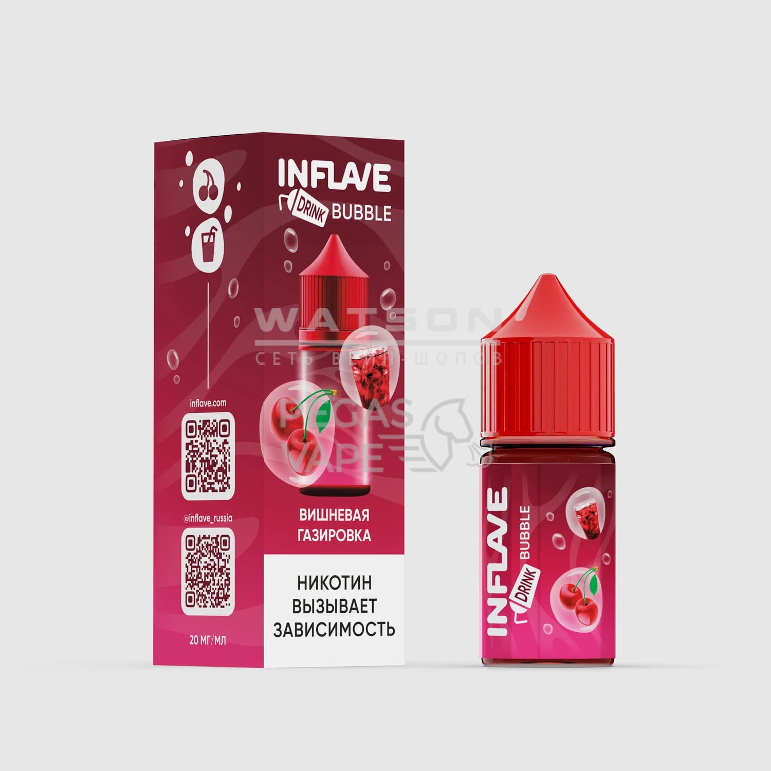 Жидкость INFLAVE BUBBLE (Вишневая газировка) 30 мл 2% (20 мг/мл) Жидкость INFLAVE BUBBLE (Вишневая газировка) 30 мл 2% (20 мг/мл) - Купить с доставкой в Красногорске