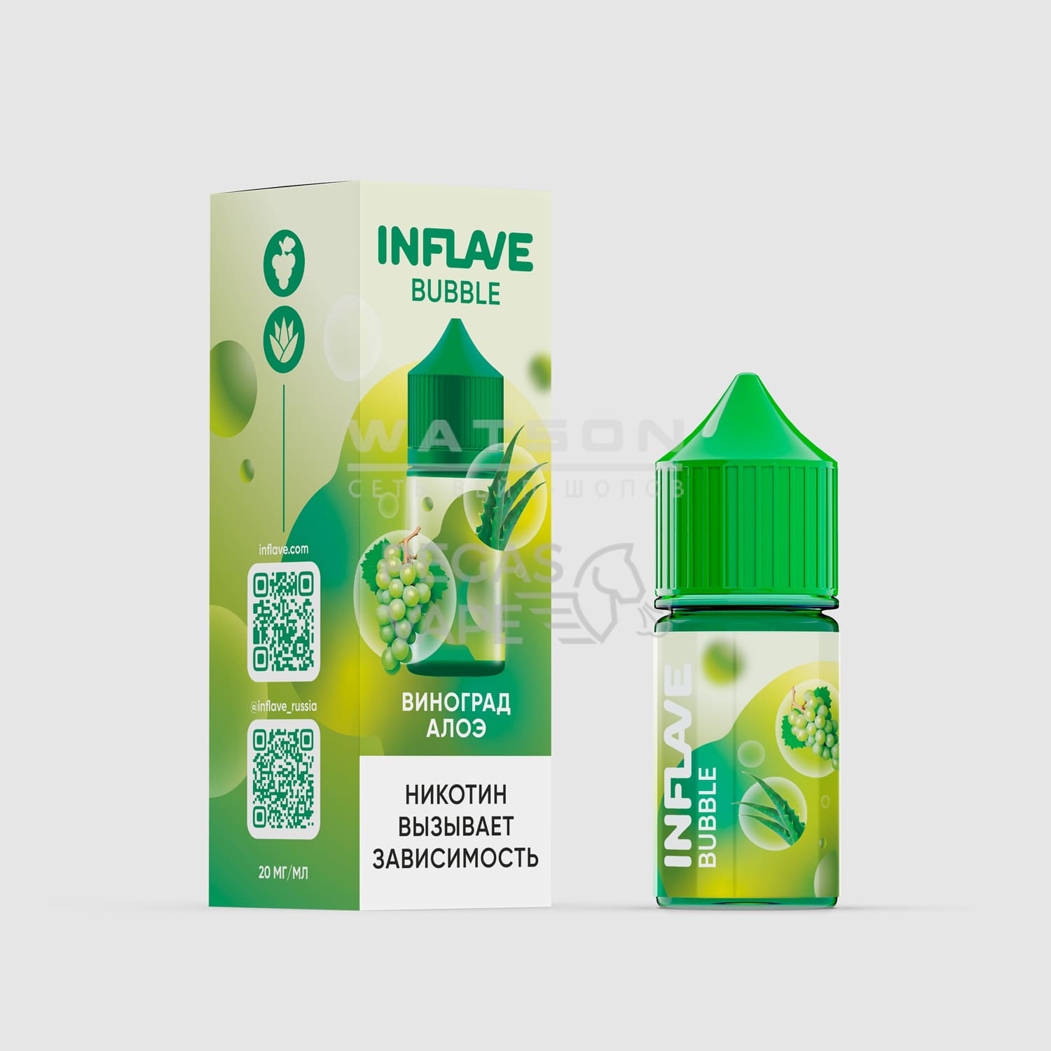 Жидкость INFLAVE BUBBLE (Виноград Алое) 30 мл 2% (20 мг/мл) Жидкость INFLAVE BUBBLE (Виноград Алое) 30 мл 2% (20 мг/мл) - Купить с доставкой в Красногорске