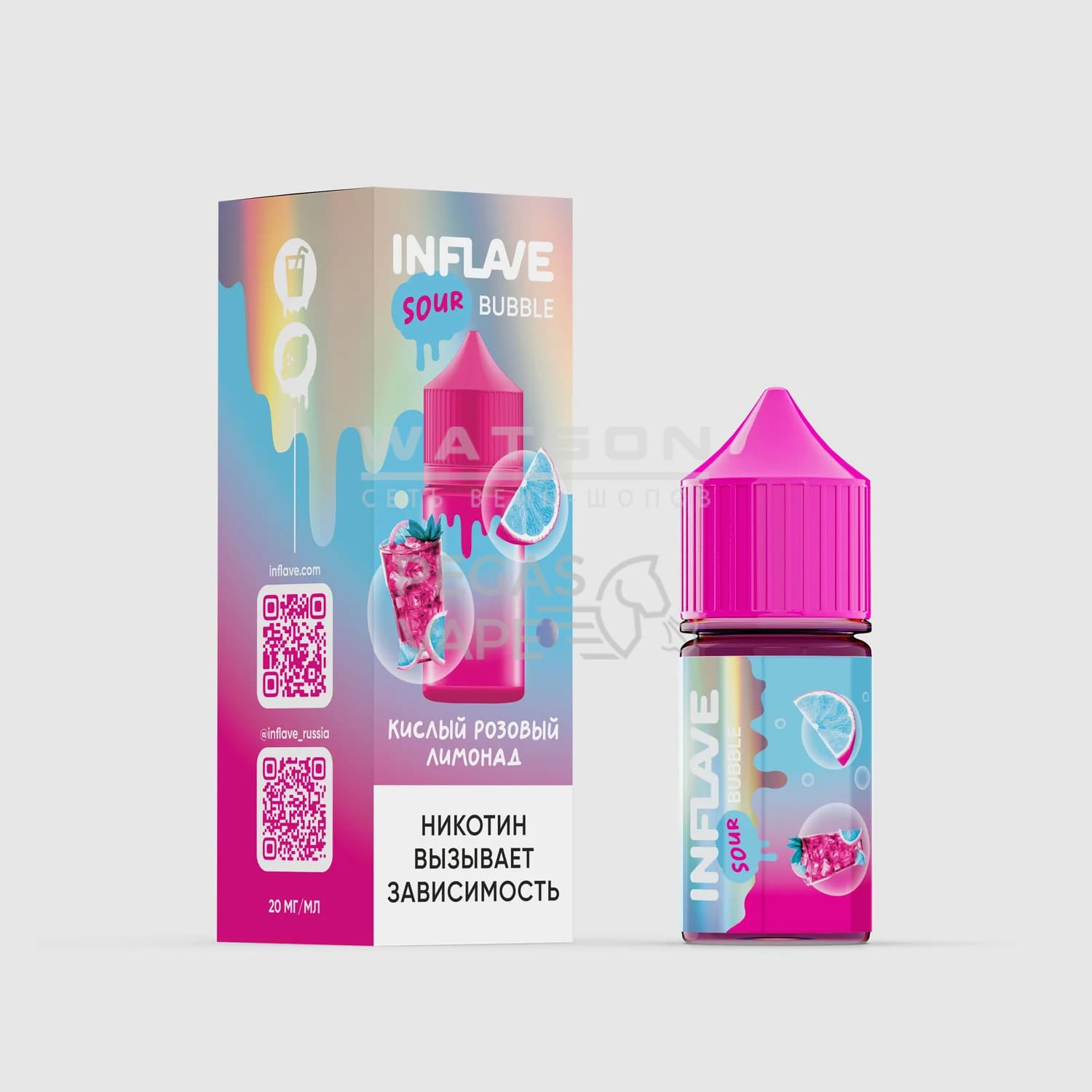 Жидкость INFLAVE BUBBLE (Кислый розовый лимонад) 30 мл 2% (20 мг/мл) Жидкость INFLAVE BUBBLE (Кислый розовый лимонад) 30 мл 2% (20 мг/мл) - Купить с доставкой в Красногорске