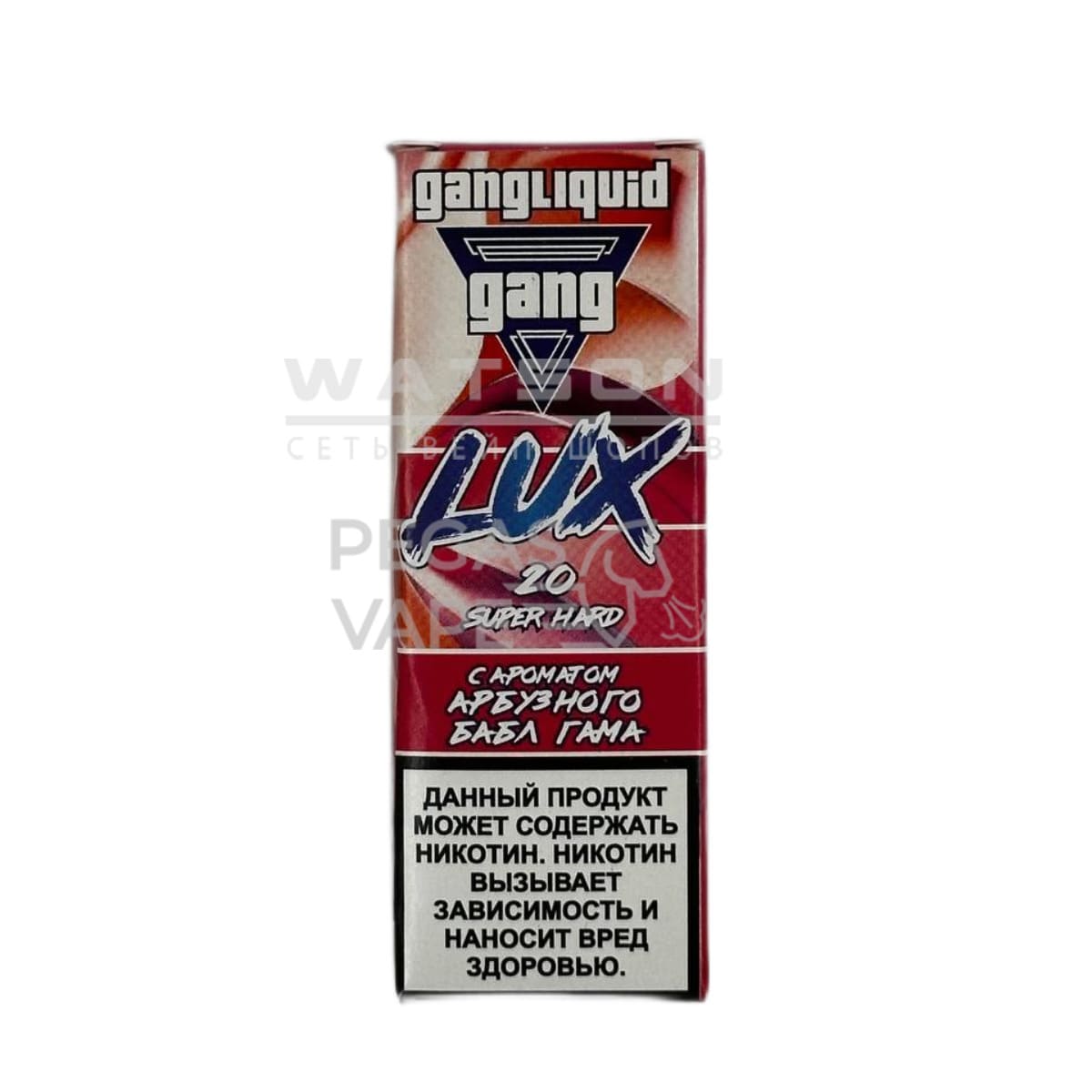 Жидкость GANG LUX SUPER HARD (Арбузный бабл гам) 30 мл 2% (20 мг/мл) Strong Жидкость GANG LUX SUPER HARD (Арбузный бабл гам) 30 мл 2% (20 мг/мл) Strong - Купить с доставкой в Красногорске