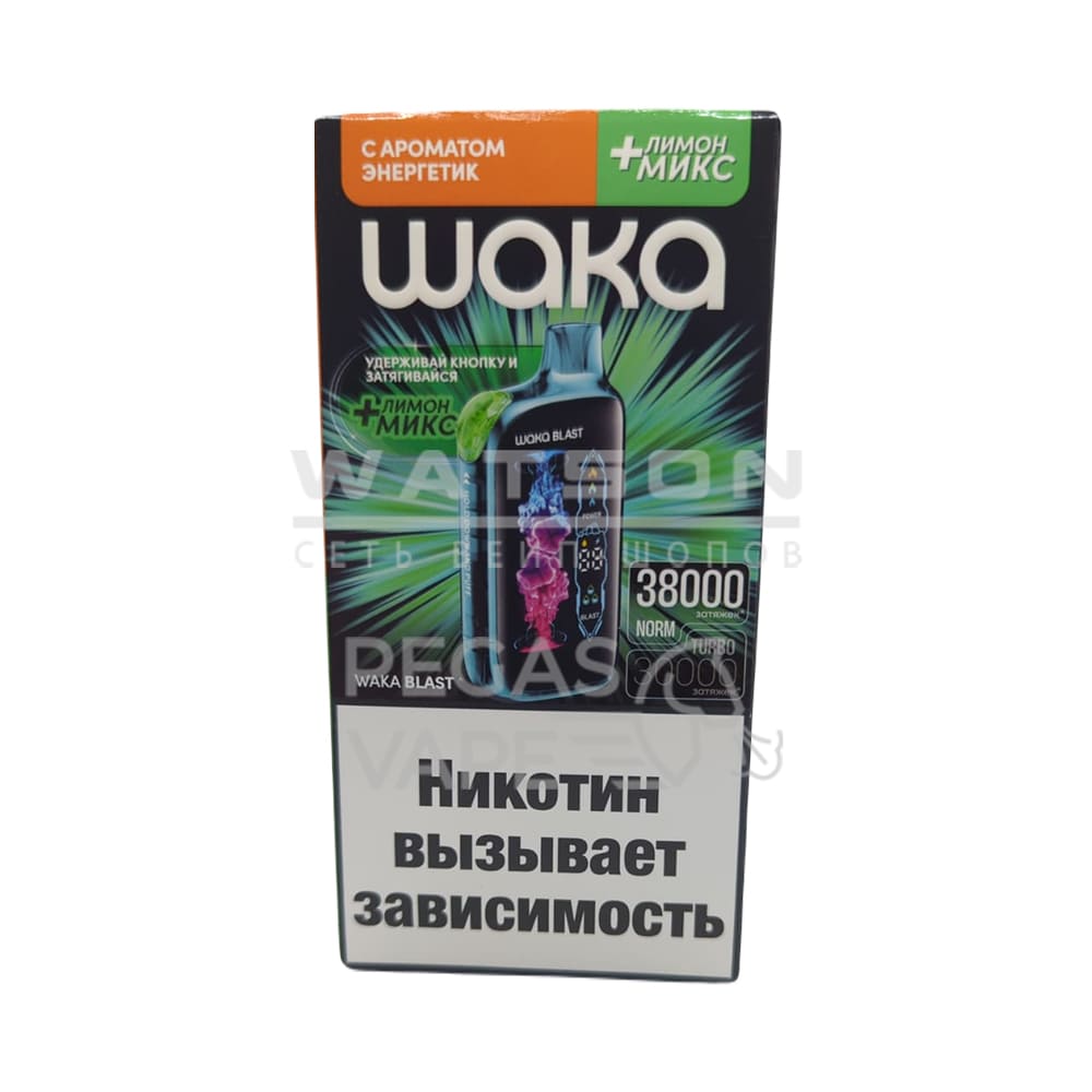Электронная сигарета WAKA BLAST 38000 (Энергетик - Лимон микс) Электронная сигарета WAKA BLAST 38000 (Энергетик - Лимон микс) - Купить с доставкой в Красногорске