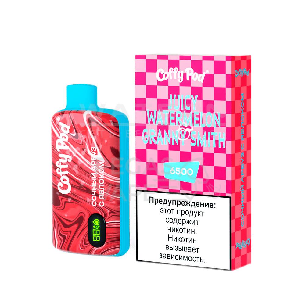 Электронная сигарета COFFY POD 6500 (Сочный арбуз с яблоком) Электронная сигарета COFFY POD 6500 (Сочный арбуз с яблоком) - Купить с доставкой в Красногорске
