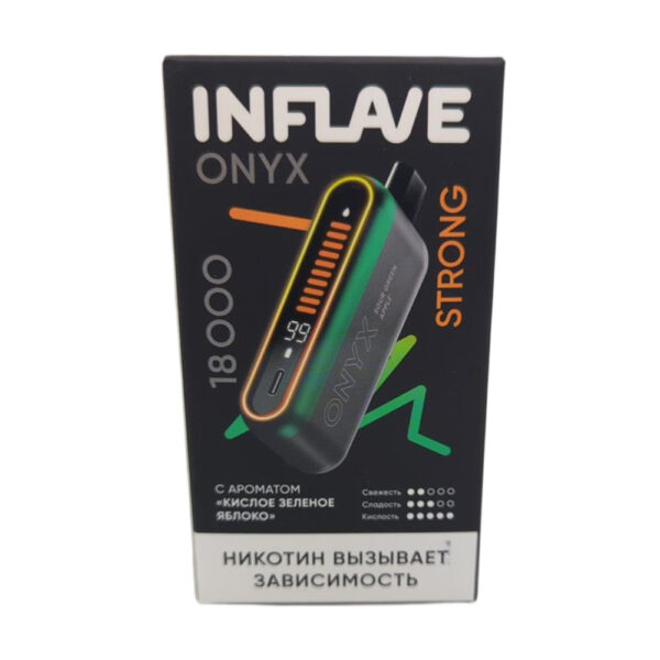 Электронная сигарета INFLAVE ONYX 18000 STRONG (Кислое зеленое яблоко) - Купить с доставкой в Красногорске