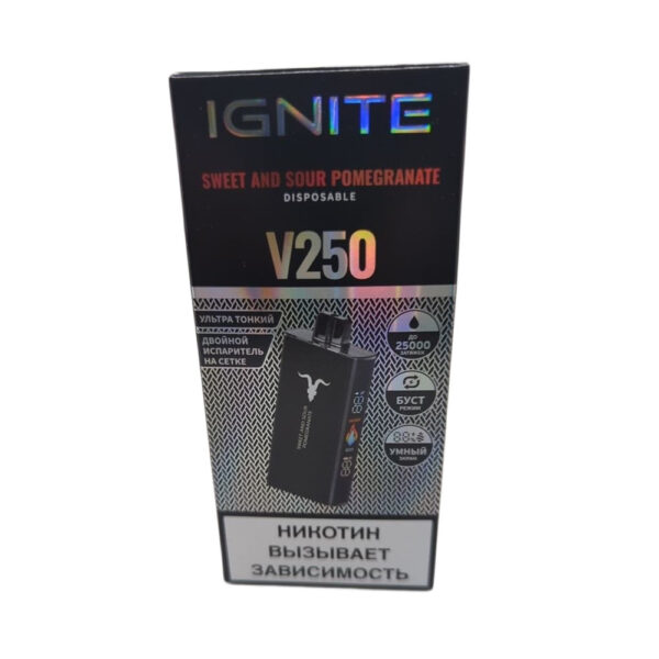 Электронная сигарета IGNITE V-250 (25000) BLACK (Кислый гранат) - Купить с доставкой в Красногорске