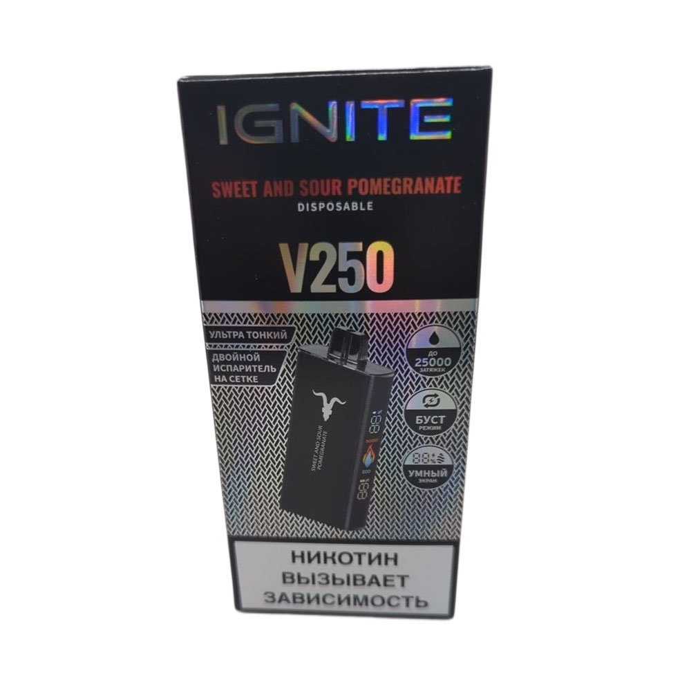 Электронная сигарета IGNITE V-250 (25000) BLACK (Кислый гранат) Электронная сигарета IGNITE V-250 (25000) BLACK (Кислый гранат) - Купить с доставкой в Красногорске