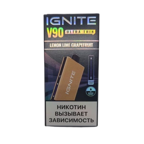 Электронная сигарета IGNITE V-90 (9000) GOLD  (Лимон лайм грейпфрут) - Купить с доставкой в Красногорске