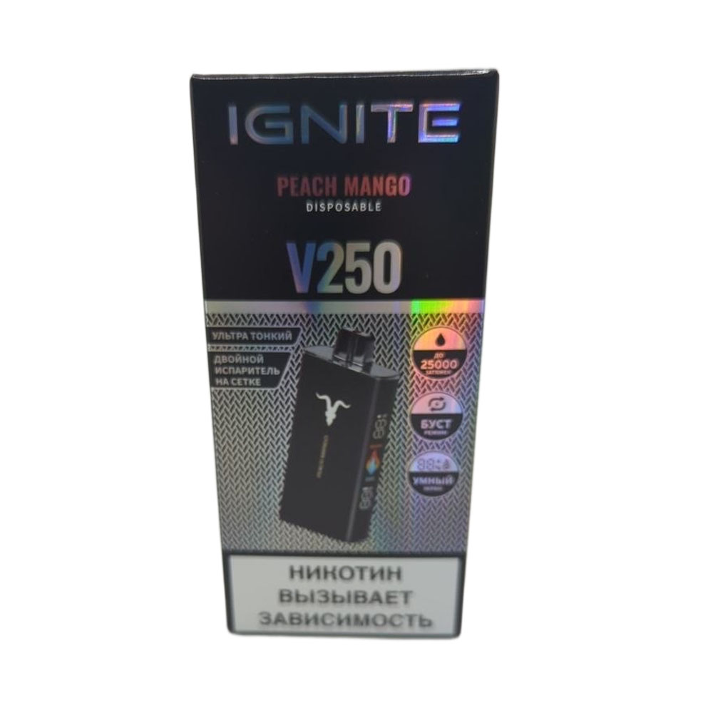 Электронная сигарета IGNITE V-250 (25000) BLACK (Персик манго) Электронная сигарета IGNITE V-250 (25000) BLACK (Персик манго) - Купить с доставкой в Красногорске